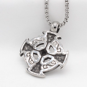 Vintage Celtic cross pendant necklace for men in silver stainless steel finish