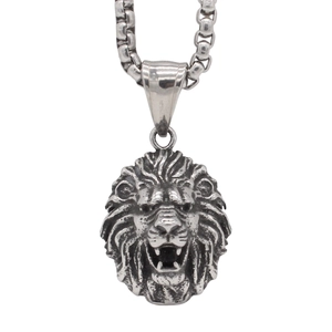 Vintage Edelstahl Brüllender Löwe Kopf Anhänger Für Herren Retro Punk Rock Tier Schmuck Anhänger Ohne Kette
