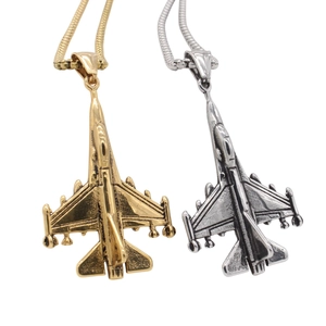 Vintage Stainless Steel Fighter Jet Pendant For Men Retro Aircraft Military Charm Pendant Only Without Chain Jewelry Gift