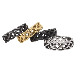 Vintage braided viking stainless steel rings in gold, silver, black and grey tones