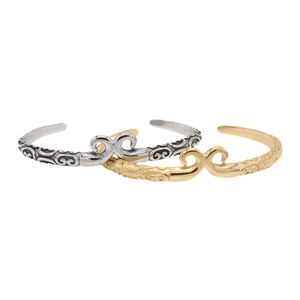 Bracciale rigido retrò in acciaio inossidabile con incisione Sun Wukong oro e argento