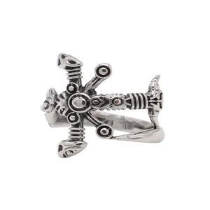 Men's Retro Gothic Stainless Steel Sword Ring Punk Style Cross Animal Relief Vintage Gold Silver Tone Jewelry Finger Ring