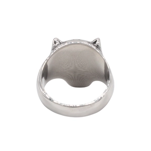Vintage cheetah leopard head titanium steel ring for men in polished silver finish