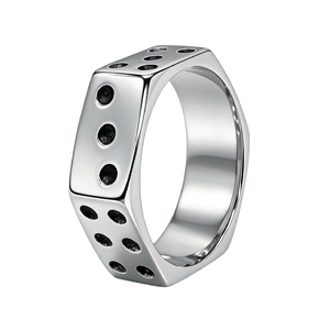 Bague Hexagonale Dés en Acier au Titane Vintage Pour Hommes Femmes Style INS Créatif Poli Or Argent Bijoux Cadeau