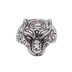 Vintage Men's Titanium Steel Leopard Head Ring Retro Punk Style Animal Biker Ring For Men Personalized Jewelry Gift