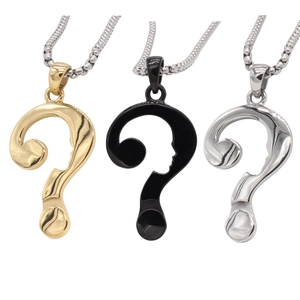 Pendentif Profil de Visage Point d'Interrogation en Acier au Titane pour Hommes Unisexe Bijoux de Mode Design Artistique Unique