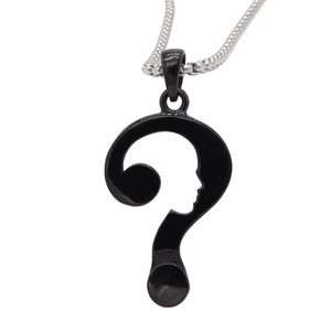 Collier pour hommes en acier titane avec pendentif créatif en forme de visage point d'interrogation