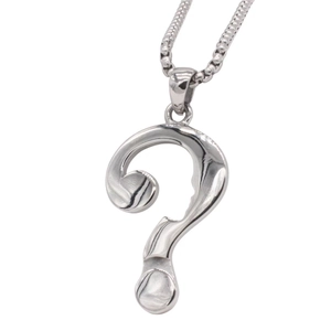 Collier pour homme avec pendentif point d'interrogation en acier titane poli argenté
