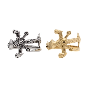 Retro Japanese sword style titanium steel rings in gold and silver finish for men