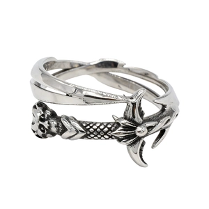 Vintage Gothic Sword Ring For Men Women Titanium Steel Dagger Skull Punk Band Ring Retro Personality Finger Jewelry