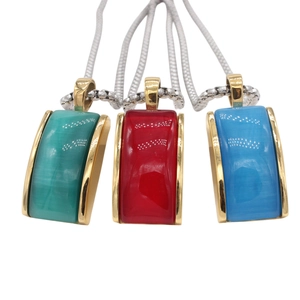 Vintage Palace Geometric Gemstone Pendant For Women Stainless Steel Pendant Only Without Chain Elegant Jewelry