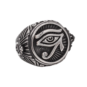 Vintage Egyptian Pharaoh Eye Of Horus Men's Titanium Steel Ring Retro Punk Distressed Relief Band Ring Fashion Jewelry Gift