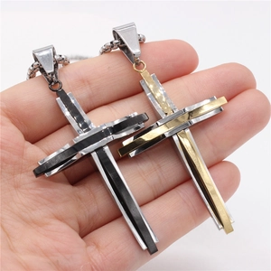 Pendentif Croix en Acier au Titane pour Hommes Gothic Punk Personnalisé Superposé 3D Pendentif Seul Sans Chaîne