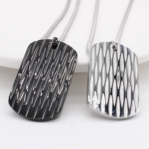 Minimalistische Herren Hundemarken-Halsketten aus Edelstahl mit Diamant-Struktur