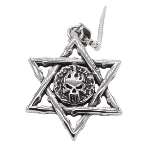 Vintage Titanium Steel Hexagram Skull Flame Pendant Necklace For Men Punk Gothic Style Jewelry Pendant Only Without Chain