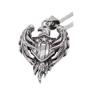 Vintage Stainless Steel Eagle Shield Pendant For Men American Style Retro Eagle With Stars Shield Punk Rock Pendant Only