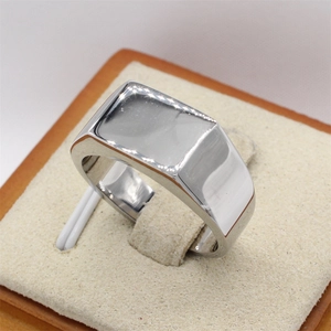Polished minimalist rectangular signet ring for men made of durable titanium steel