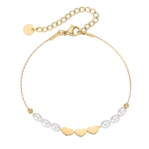Elegantes Edelstahl Herz Anhänger Armband Mit Künstliche Perlenimitat Minimalistischer Einstellbarer Schmuck Für Damen Alltagsaccessoires