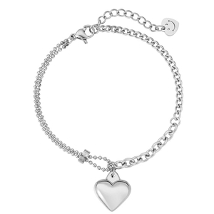 Braccialetto con Ciondolo a Cuore in Acciaio al Titanio da Donna Lettere Lucky Faccina Sorridente Catena Asimmetrica Gioielli Oro Argento