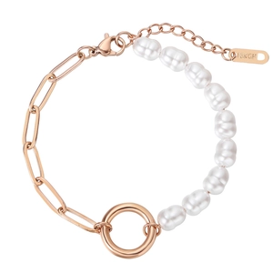 Elegant baroque pearl and 18K gold filled chain bracelet with a lobster clasp