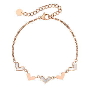 Heart Bracelet Stainless Steel Mother Of Artificial Pearl Shell Inlay Adjustable Extension Chain Fashion Jewelry For Women