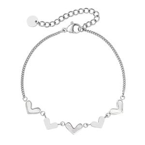 Women's heart mother-of-pearl titanium steel chain bracelet with adjustable lobster clasp