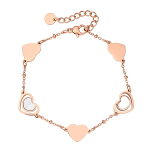 Heart Charm Bracelet Titanium Steel Mother Of Artificial Pearl Shell Adjustable Minimalist Jewelry For Women Elegant Stylish