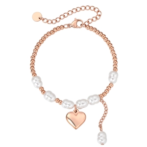 Bracelet En Künstliche Perles D'Acier Inoxydable Avec Pendentif Coeur Pour Femmes Bijoux Réglables Style Doux