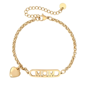 Women's Stainless Steel Mom Letter Cutout Plate Heart Pendant Bracelet Rose Gold Gold Silver Adjustable Chain Jewelry Gift