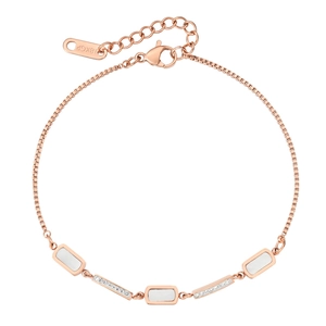 Braccialetto in Acciaio al Titanio da Donna Conchiglia Artificiale Geometrico Strass Intarsiato Galvanico Oro Rosa Gioielli di Moda Braccialetto Regolabile