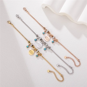 Bracelet œil porte-bonheur minimaliste en acier inoxydable doré, argenté et rose doré
