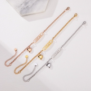 Elegant MOM letter heart bracelets in rose gold, gold and silver finishes