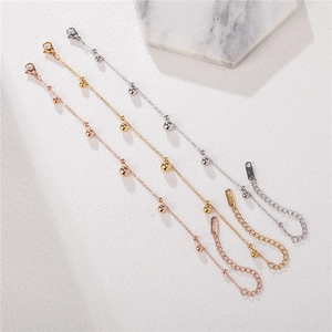 Minimalist beaded chain bracelets in gold, silver, and rose gold with 18kGP stamp