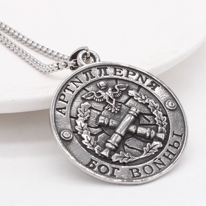 Vintage stainless steel fallen angel cross necklace with embossed eagle military pendant