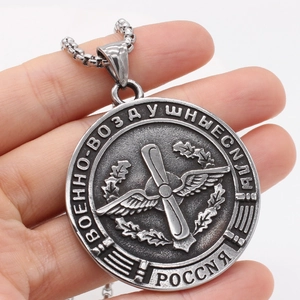 Vintage fallen angel cross pendant necklace for men in retro military titanium steel style