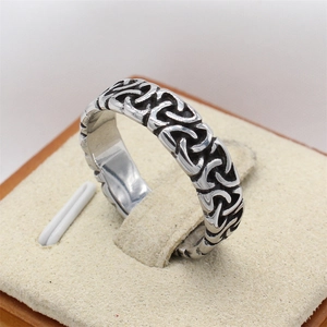 Retro Viking Celtic knot titanium steel ring for men with an antique silver finish