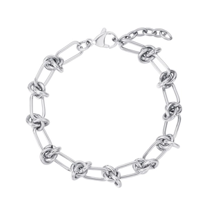 Bracelet Chaîne à Nœud en Acier Inoxydable Minimaliste pour Femmes Style Industriel Fermoir Mousqueton Réglable Bijoux de Mode Cadeau