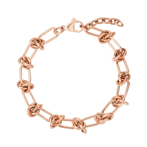 Bracelet minimaliste en acier titane or rose avec motif nœud et fermoir mousqueton réglable