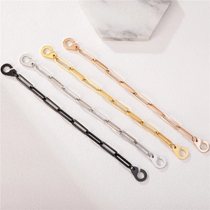 Minimalist titanium steel paperclip chain bracelets in gold, silver, black, and rose gold
