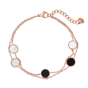 Minimalist Double Layer Titanium Steel Bracelet For Women Fashion Round Shell Enamel Pendant Adjustable Chain Jewelry