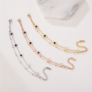 Bracelets double couche en acier inoxydable avec pendentifs coquillages en or et argent