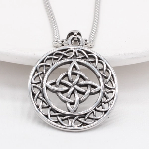 Vintage Celtic Knot pendant necklace for men made of silver-tone stainless steel with chain