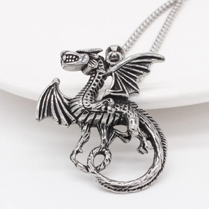 Vintage Gothic Flying Dragon Pendant Necklace For Men Women Retro Distressed Titanium Steel Punk Animal Jewelry Pendant Only