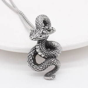 Retro Stainless Steel Snake Pendant Punk Gothic Coiled Animal Snake Pendant Only Without Chain For Men Women Jewelry