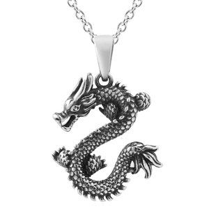 Vintage Chinese Style 3D Dragon Pendant For Men Women Alloy Zodiac Animal Punk Streetwear Niche Design Pendant Only Without Chain