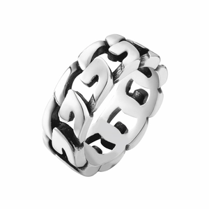 Vintage Edelstahl Cuban Kette Ring Für Herren Minimalistisch Punk Street Style Hohl Band Ring Gold Silber Schwarz Schmuck