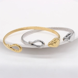 Retro snake-head stainless steel cuffs in gold and silver finish for men