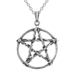Pendentif Pentagramme Gothique Vintage Collier Homme en Acier Titane Argent Antique Texture de Vigne Étoile Punk Bijoux