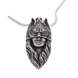 Pendentif Guerrier à Tête de Loup en Acier Titane Vintage pour Hommes Style Punk Gothique Argent Antique Bijoux Collier