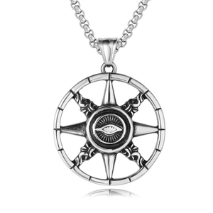 Vintage Titanium Steel All-Seeing Eye Round Pendant For Men Gothic Punk Mysticism Symbol Charm Pendant Only Without Chain